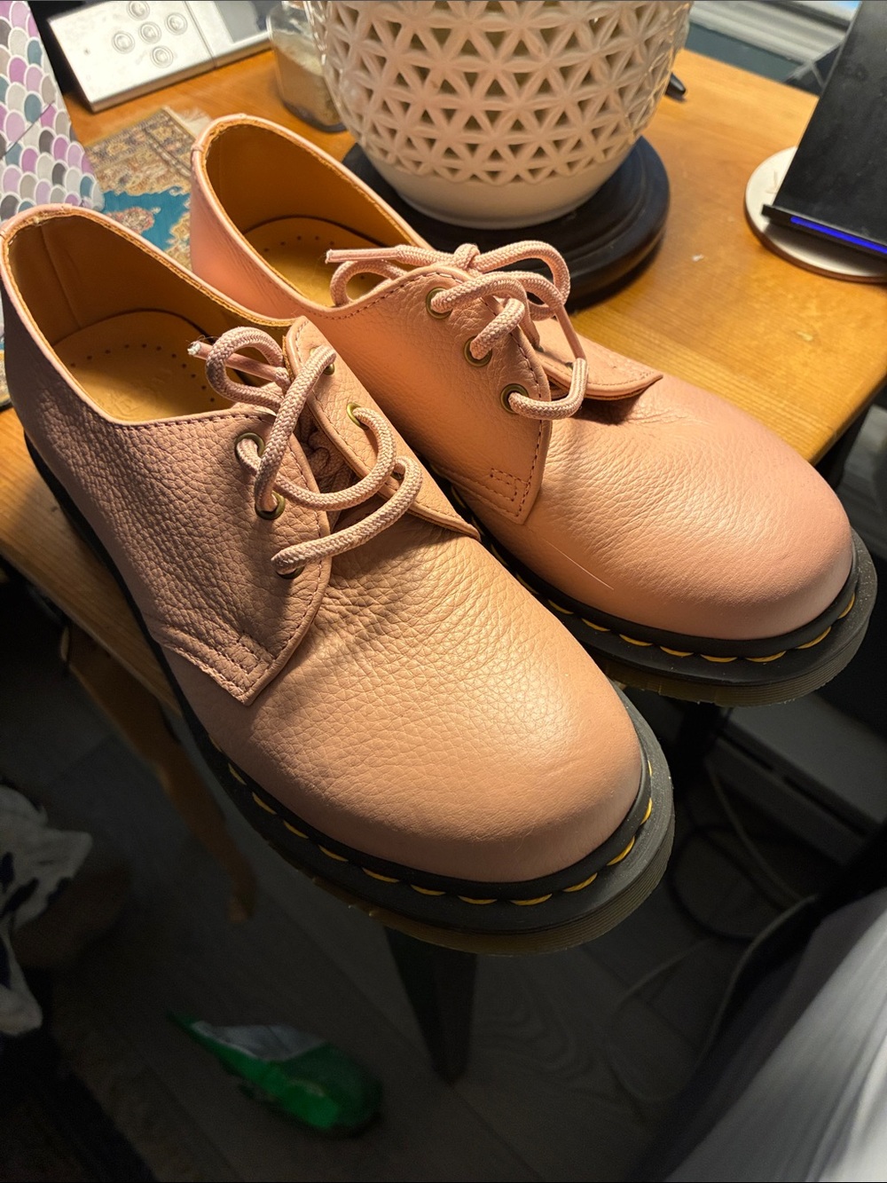Doc Martens Women's Lace-Up Shoes in Pink (rose pink) with Black Sole